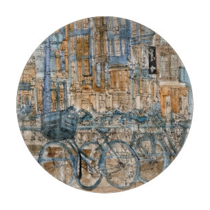 Reiseziele   Watercolor New York City View Schneidebrett