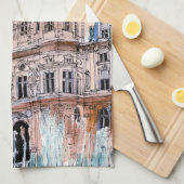 Reiseziele | Watercolor Rustic Hotel de Ville Geschirrtuch (Viertel Falte)
