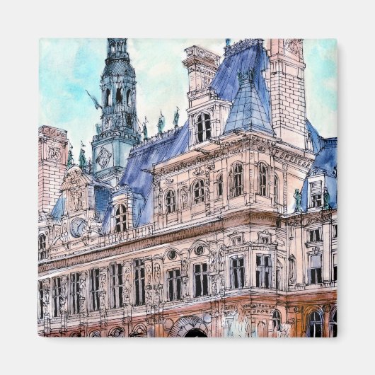 Reiseziele | Watercolor Rustic Hotel de Ville Magnet (Vorne)