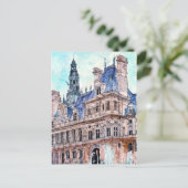 Reiseziele | Watercolor Rustic Hotel de Ville Postkarte (Stehend Vorderseite)