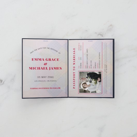 Reisezielpass Hochzeitssache Datum speichern Einladung (Innenseite)