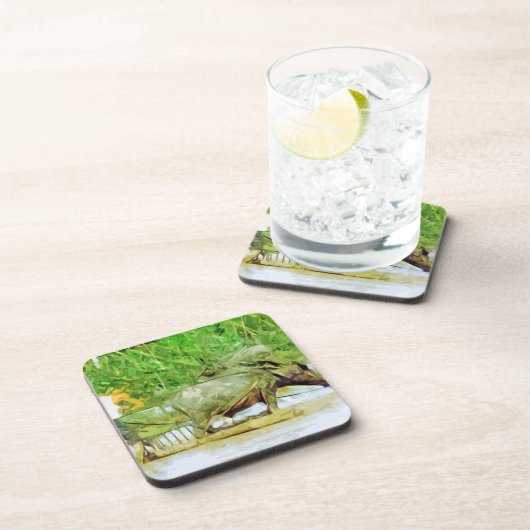 Reisfelder mit Oxen Abstrakt vorbereiten Untersetzer (Rechte Seite)