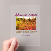 Reisfelderlebnis erwartet Brautparty Name fa Acryleinladungen (Insitu (Handheld))