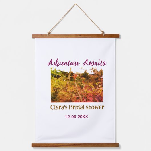 Reisfelderlebnis erwartet Brautparty Name fa Wandteppich Mit Holzrahmen (Vorderseite)