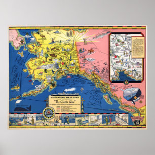 REISKARTE ALASKA 1934 POSTER