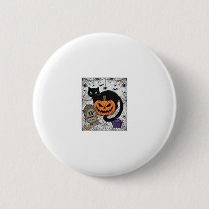 Reiß Halloween schwarze Katze Kürbis Grabstein Kes Button