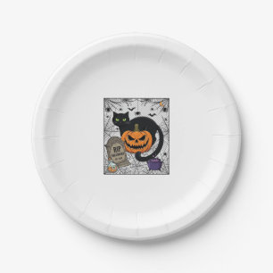 Reiß Halloween schwarze Katze Kürbis Grabstein Kes Pappteller