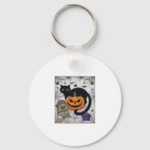 Reiß Halloween schwarze Katze Kürbis Grabstein Kes Schlüsselanhänger