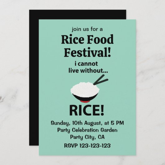 Reisschale Ich kann nicht ohne Reis leben Einladung (Vorne/Hinten)