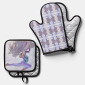 Reißpferd Ofenhandschuh & Topflappen-Set (Vorderseite/Rückseite)