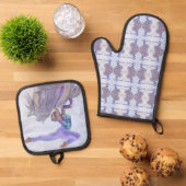 Reißpferd Ofenhandschuh & Topflappen-Set (Oben Unten)