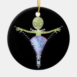 Reißverschluss-Alien Keramik Ornament