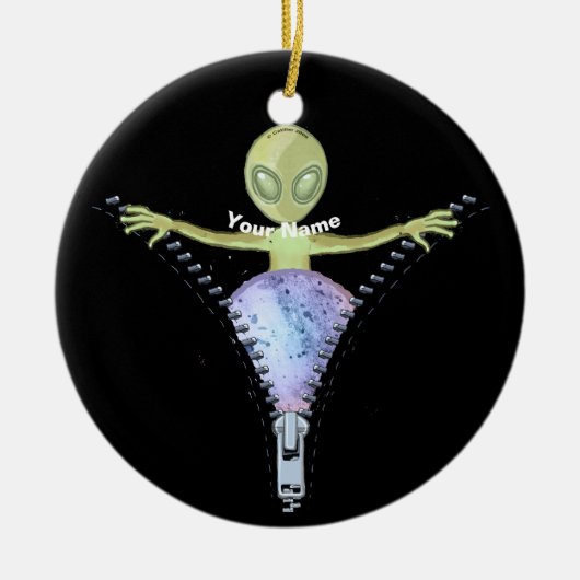 Reißverschluss-Alien  Keramik Ornament (Vorne)