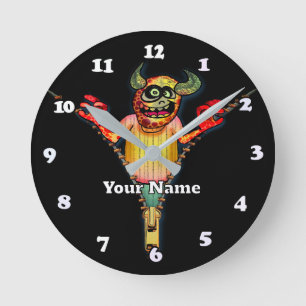 Reißverschluss-Monster Runde Wanduhr