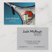 "Reißverschluss" - nähend, Damenschneiderin, Visitenkarte (Vorne/Hinten)