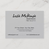 "Reißverschluss" - nähend, Damenschneiderin, Visitenkarte (Rückseite)