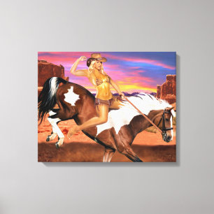 REIT’M BRONCO COWGIRL LEINWANDDRUCK