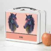 Reitbegeisterte farbenfrohe Graffiti-Pferde Metall Brotdose (Beispiel)