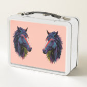 Reitbegeisterte farbenfrohe Graffiti-Pferde Metall Brotdose (Rückseite)