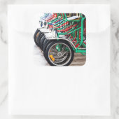 Reitbereit Quadratischer Aufkleber (Tasche)