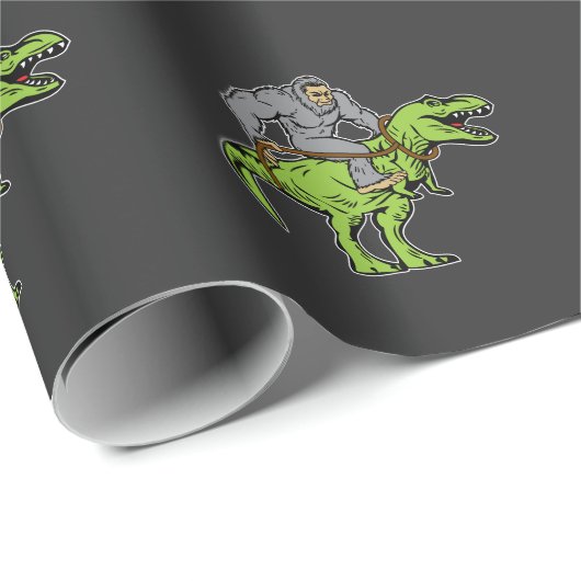 Reitdinosaurier T Bigfoots Sasquatch rex Geschenkpapier (Rolleneckpunkt)