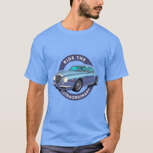 Reite das Außergewöhnliche: Blaues Vintage-Auto T-Shirt
