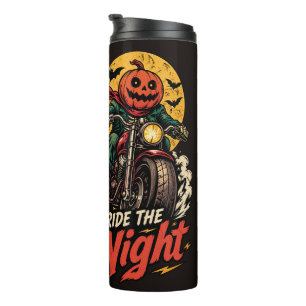 Reite den Kürbis-Biker Halloween Motorrad Thermosbecher