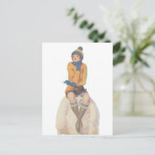 Reite den Schneemann Postkarte (Stehend Vorderseite)