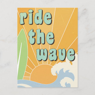Reite die Welle Inspirierende Surf-Themen-Positivi Postkarte