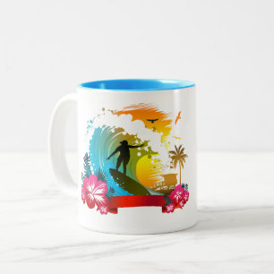 Reite die Welle Zweifarbige Tasse