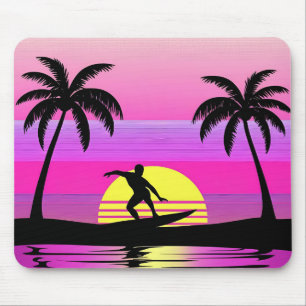 Reite die Wellen – Lila Sonnenuntergang-Surf-Stimm Mousepad