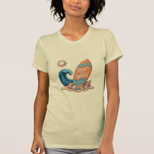 Reite die Wellen Surfboard Illustration - Tropisch T-Shirt