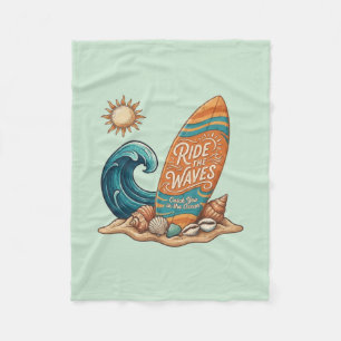 Reite die Wellen Vintage-Strand-Decke Fleecedecke
