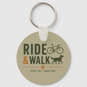 Reite Gehe Hund Besitzer Radfahren Lebensstil Schlüsselanhänger