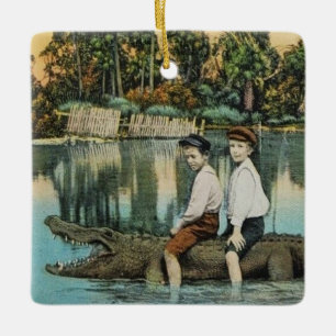 Reite ihn Gator Lustige Postkarte Keramikornament