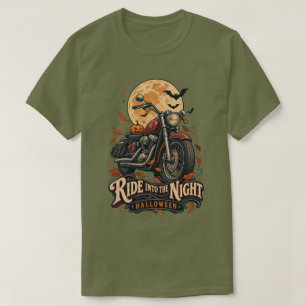 Reite in die Nacht Halloween Vintage-Motorrad T-Shirt