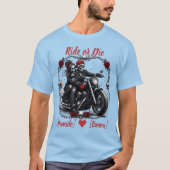 Reite oder Stirb Personalisiertes Skelett-Paar T-Shirt (Vorderseite)