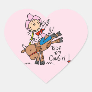 Reite Sie, Cowgirl T-Shirts und Geschenke Herz-Aufkleber