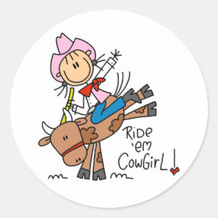 Reite Sie, Cowgirl T-Shirts und Geschenke Runder Aufkleber