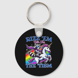 Reite sie mit dem 'tism Cool Waschbär Ride Einhorn Schlüsselanhänger
