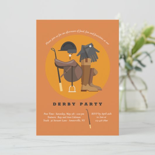 Reitelemente Derby-Party Einladung (Stehend Vorderseite)