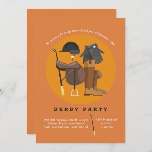 Reitelemente Derby-Party Einladung (Vorne/Hinten)