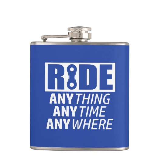 Reiten, alles, jederzeit, überall flachmann (Vorderseite)