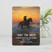 Reiten am Strand - Datum speichern Einladung (Stehend Vorderseite)
