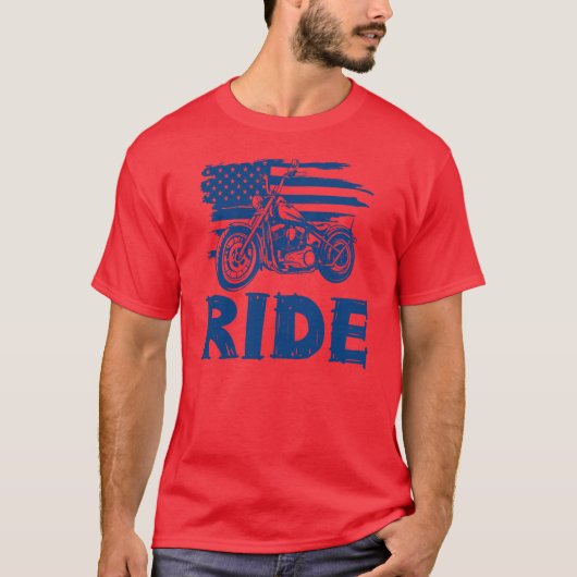 Reiten, Biker-Amerikanische Flagge T-Shirt (Vorderseite)