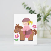 Reiten blonde Haare, braunes Pferd Postkarte (Stehend Vorderseite)