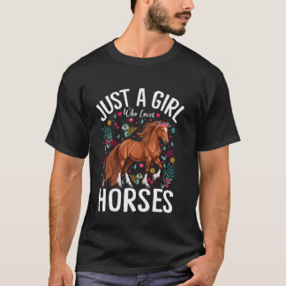 Reiten Blumen Ein Mädchen Das Pferde Liebt T-Shirt