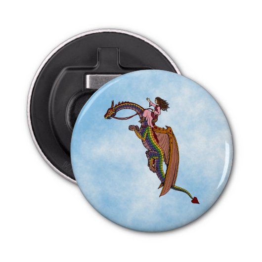 Reiten des Regenbogendrachen Flaschenöffner (Vorderseite)