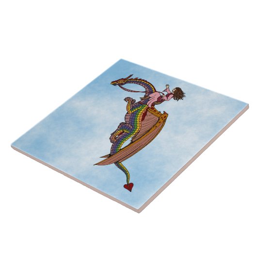 Reiten des Regenbogendrachen Fliese (Seite)