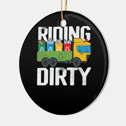 Reiten Dirty Garbage Day Trash Truck Recycelnd Cos Keramik Ornament (Links)